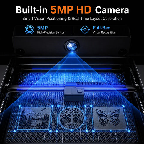 55W CO₂ Laser Cutter & Engraver 5MP Built-in Camera