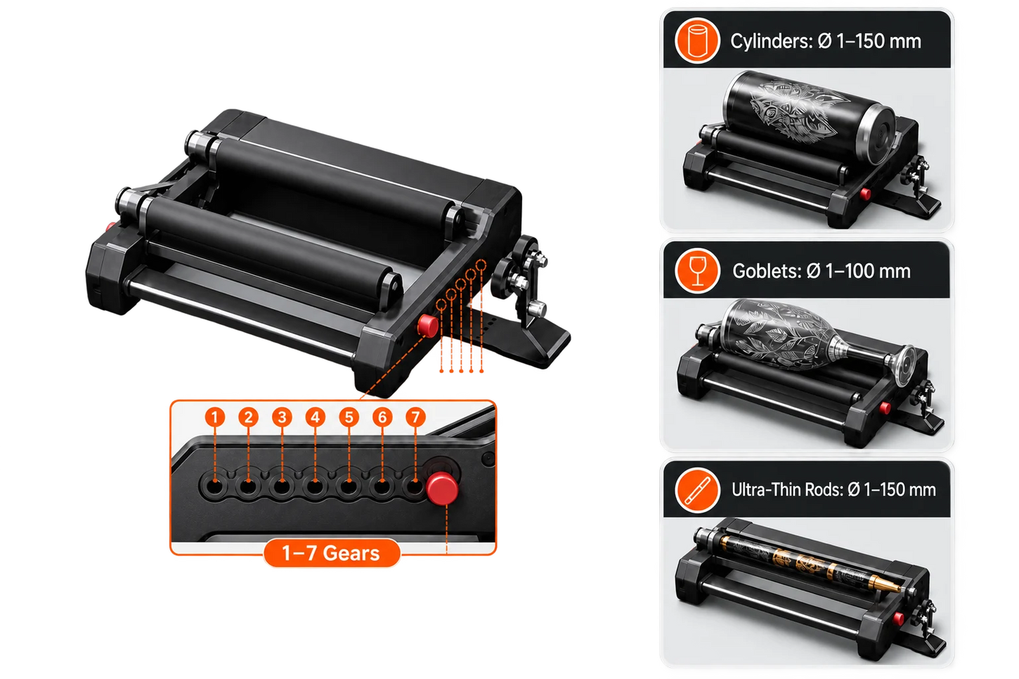 AR2 Rotary Roller with 7 Adjustable Roller Positions