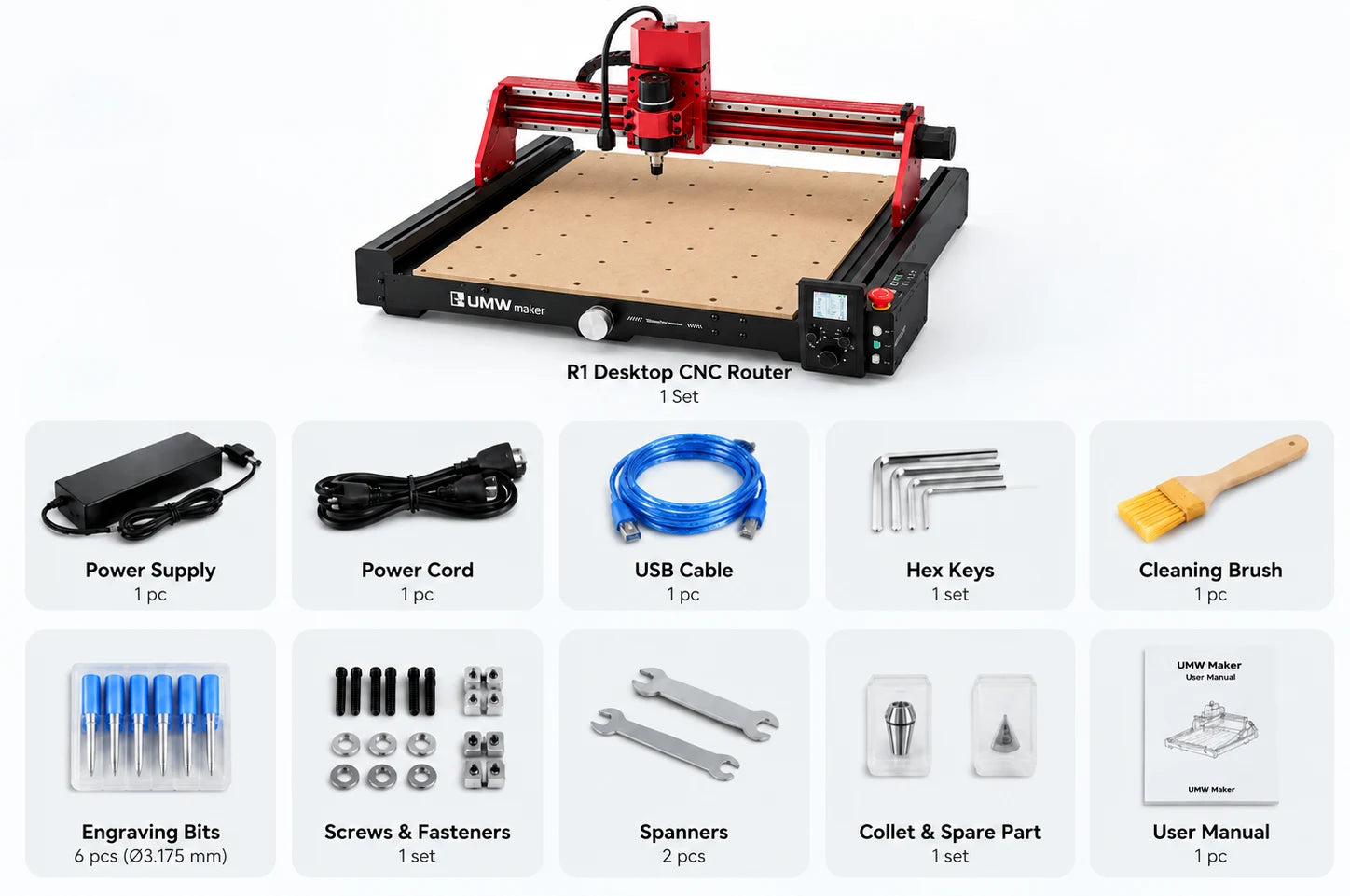 R1 Desktop CNC Router Machine Packing List